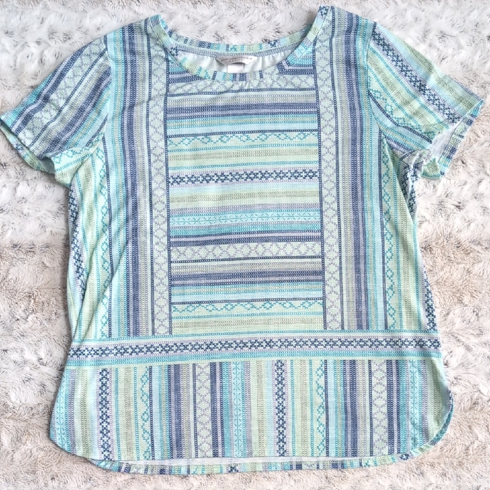 Christopher & Banks Petite Cottage Boho Short Sleeve Top